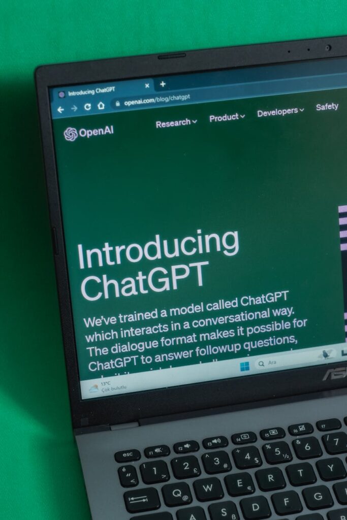 a laptop computer with the word chatgpt on it
